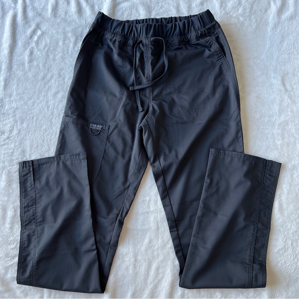 Cherokee Workwear Scrubs Tapered Leg Drawstring Pant WW105Tall Small Pewter NWOT